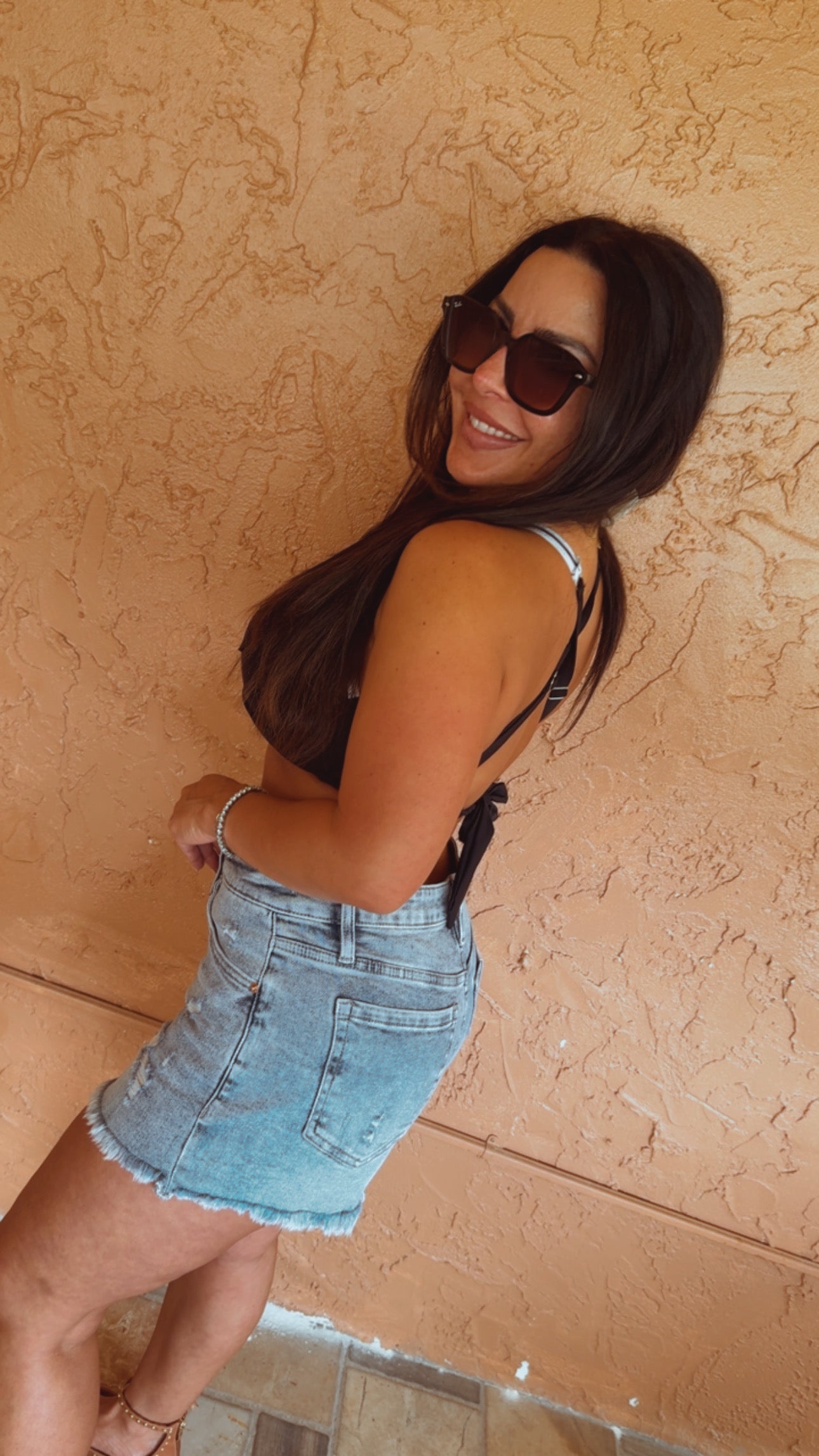 Mica Denim Cool Blue High Rise Shorts