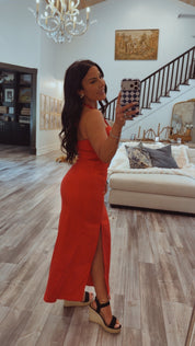 Diva Red and Gold Halter tie Dress