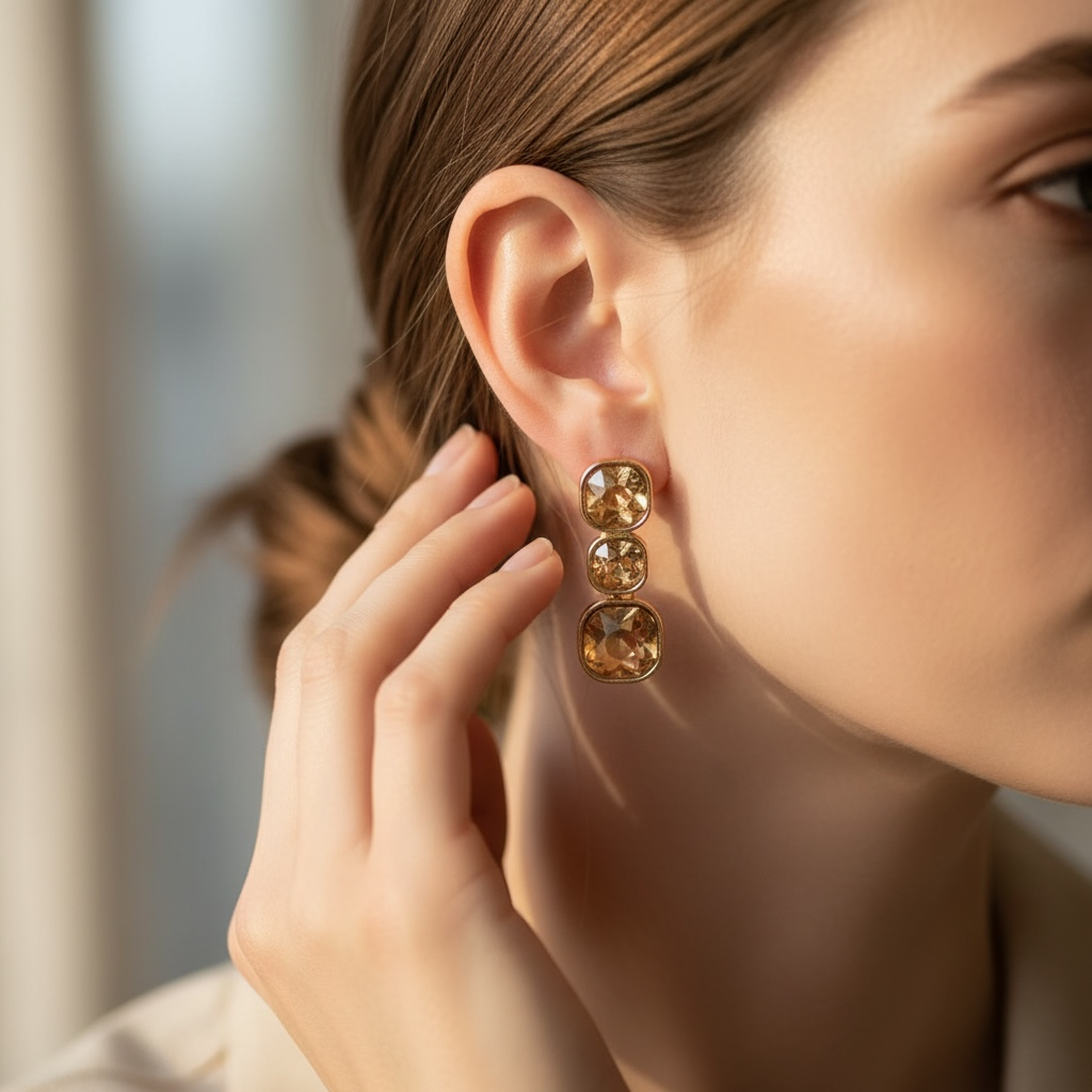 Gold And Crystal Chic Earrings