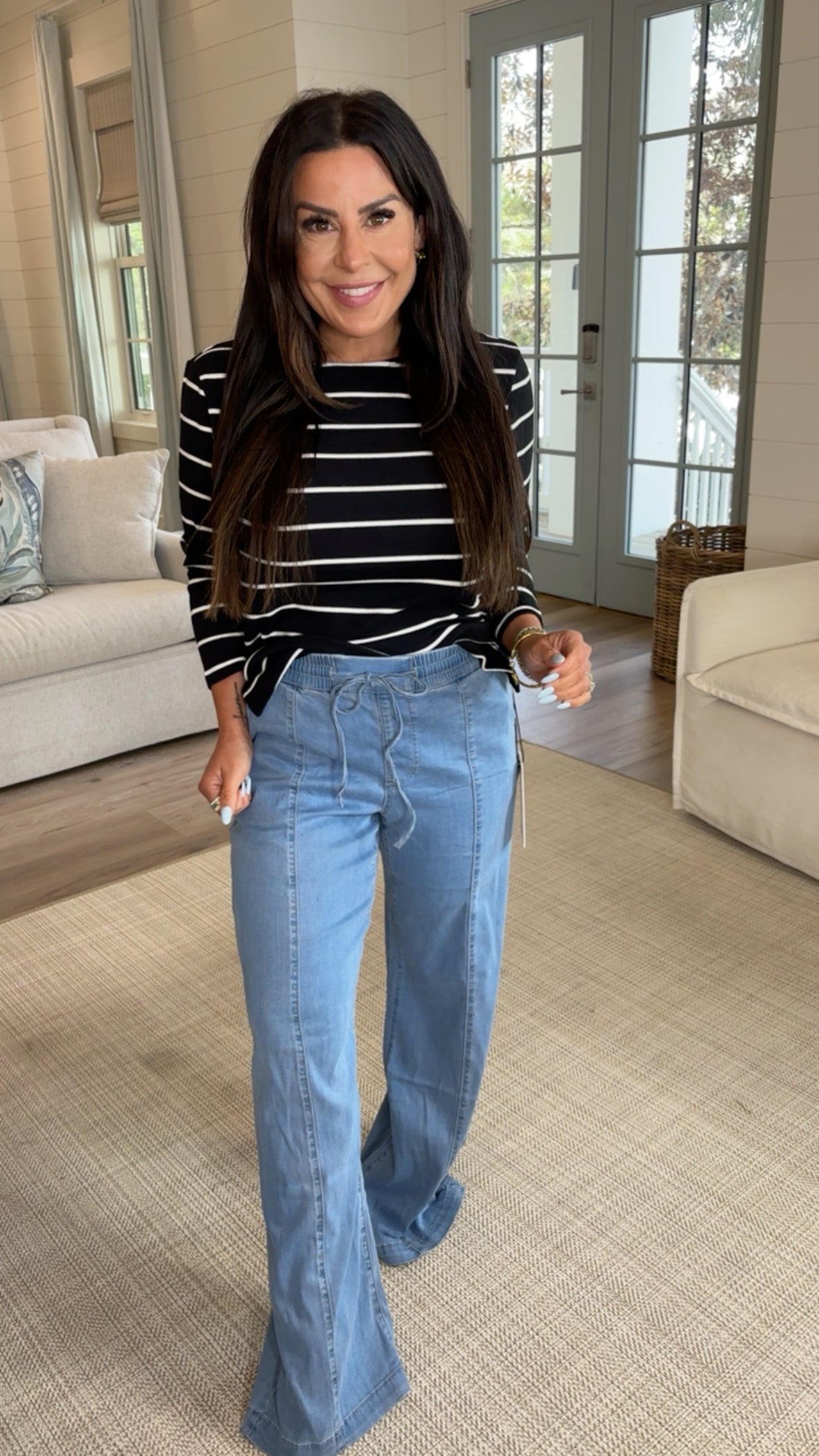 Mica Denim High Rise Wide Leg Joggers 30a
