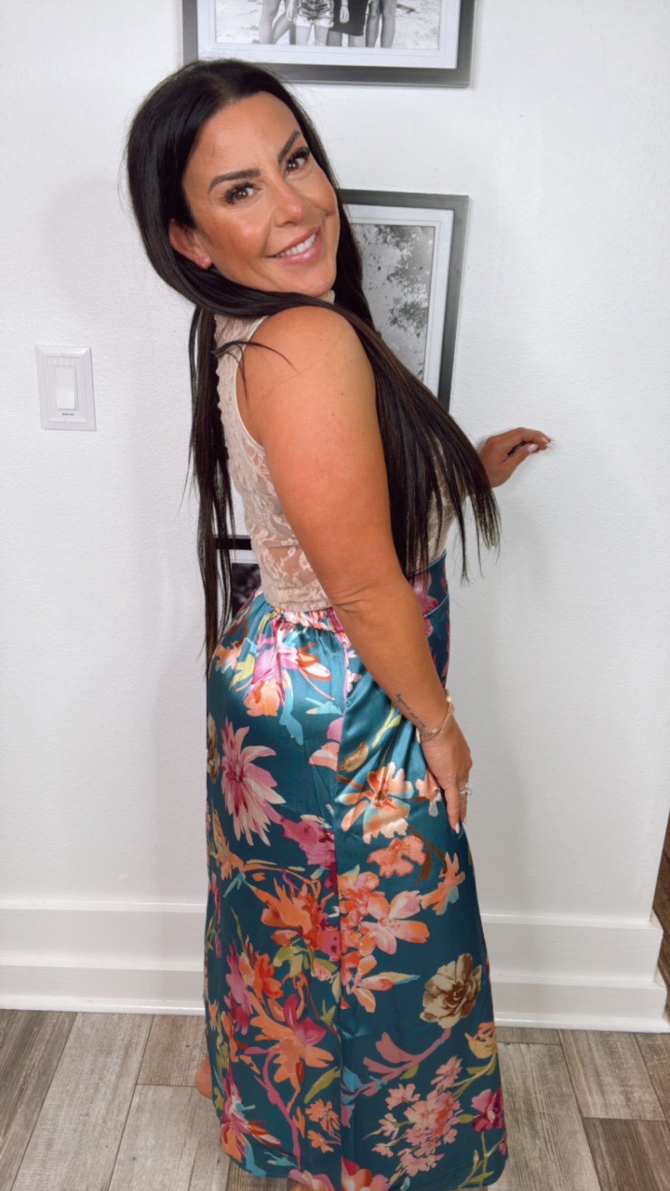 Sassy Lace Nude  High Neck Torso Length Layer Top