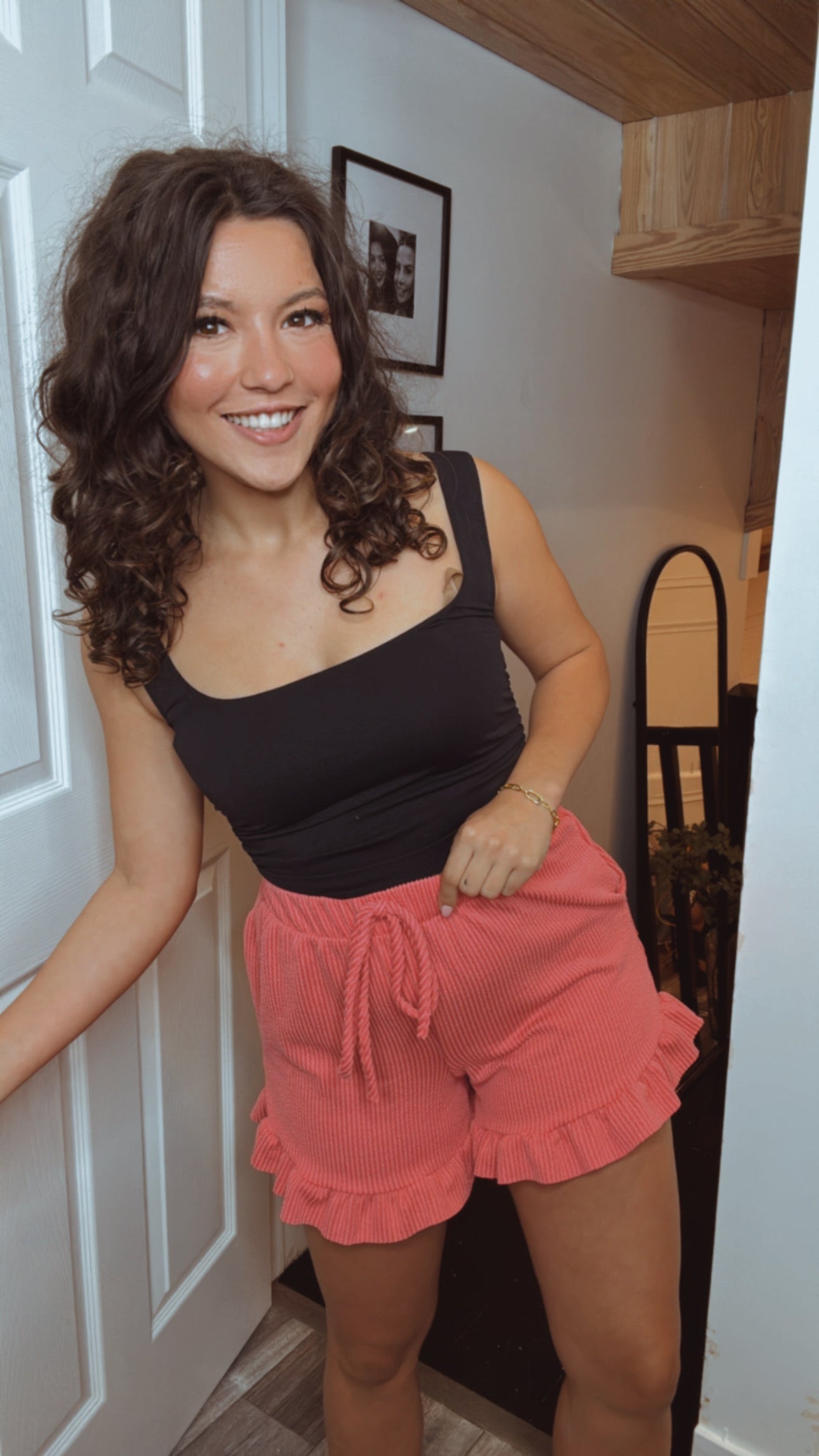 Ultra Soft Coral Ribbed Flowy Shorts