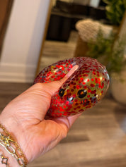 Red Glitter W/Multicolor Orbes Dumpling