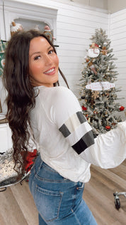 White and Black Plaid Long Sleeve Ultra Soft Top *Final Sale*