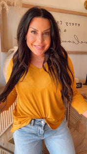 Ultra Soft 1/4 Sleeve Marigold Top