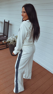 "Run the World" Jogger Set Navy and White Luxe Hoodie and Jogger Set