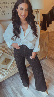 “After Dark” Black Studded Sparkle Jeans
