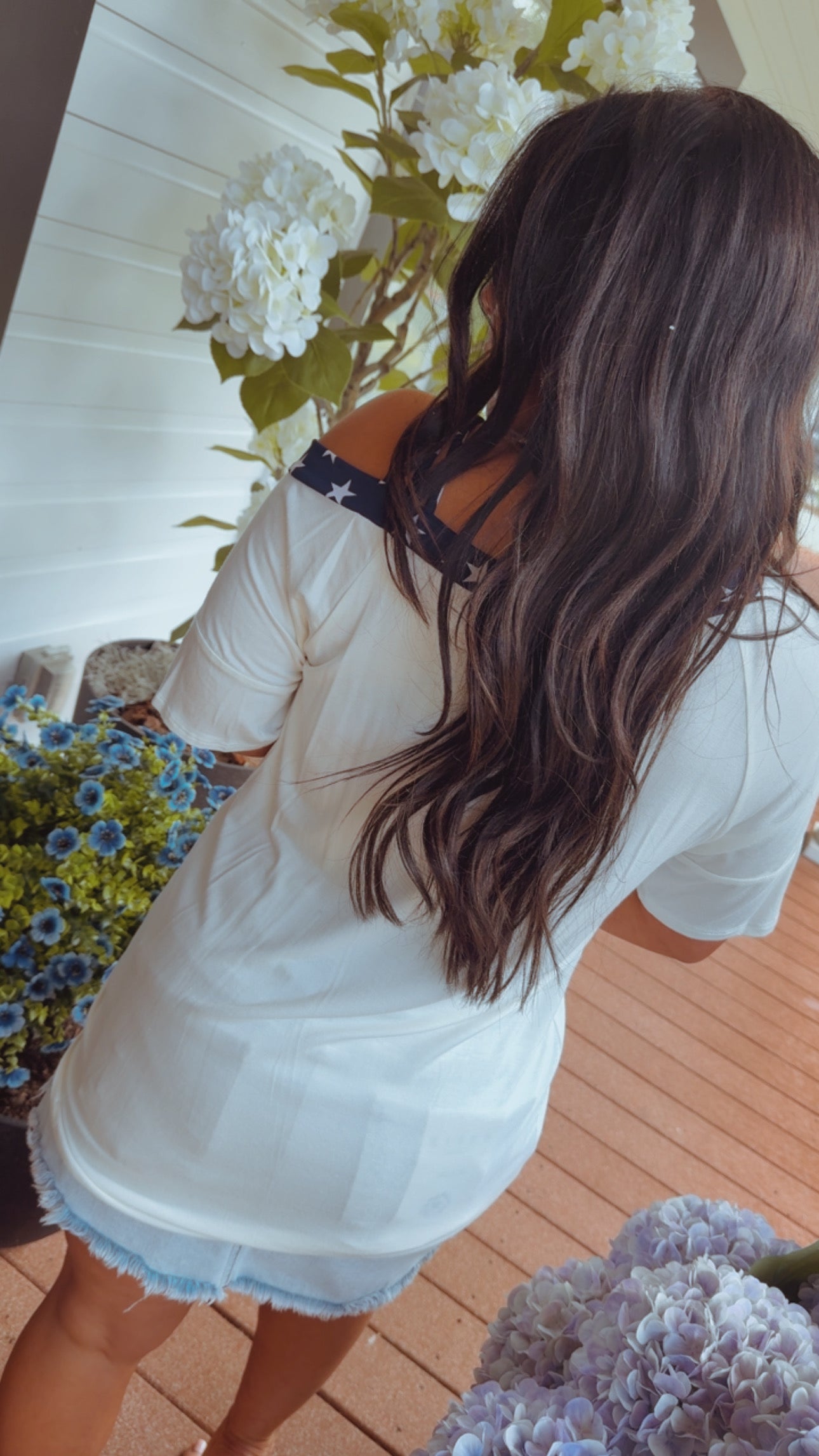 Ultra Soft White and Navy And White  Stars Top