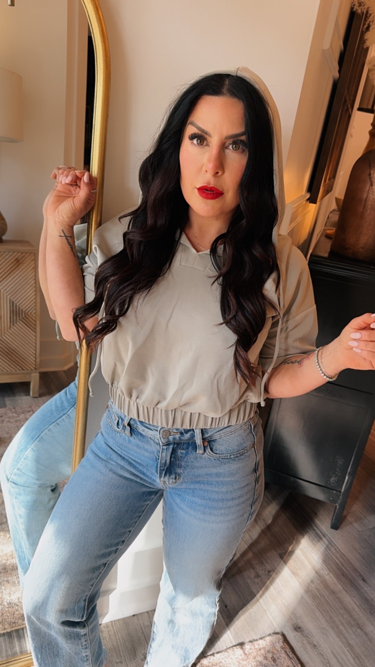 Light Green Ultra Soft Modal Short Sleeve Hoodie