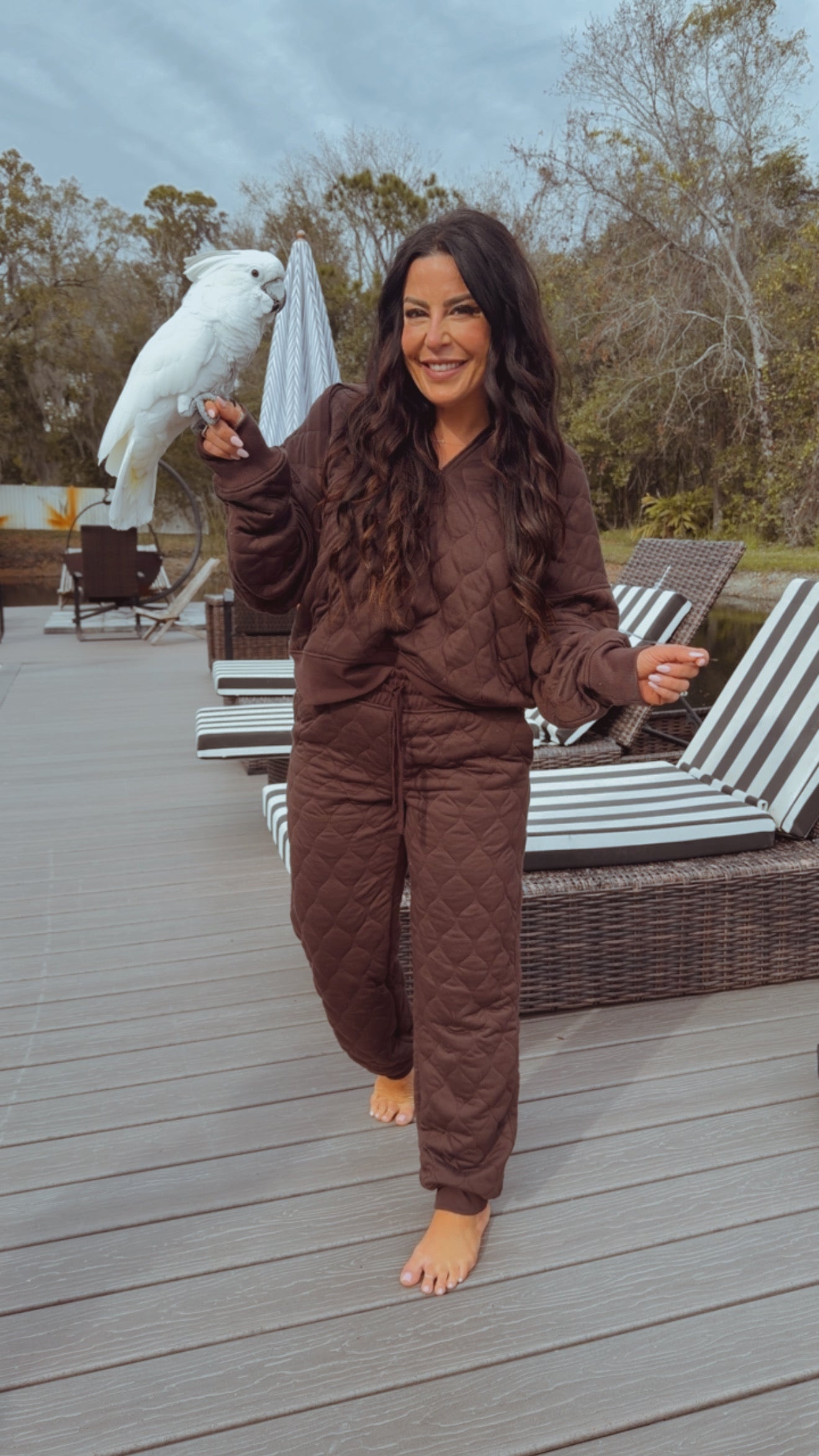 Brown Quilted Espresso Joggers