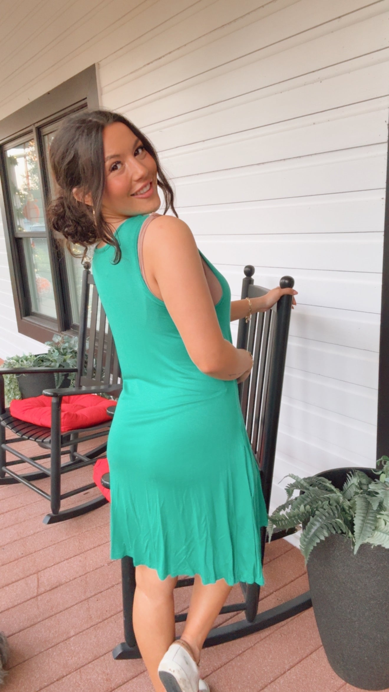 Kelly green Cross Front Tank Dress