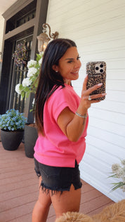 Ultra Soft Pink Short Sleeve Scuba Top