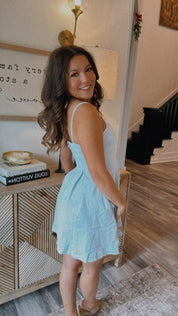 Chic Denim pleat Tank  Dress