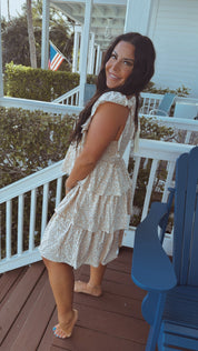 Blush and Floral Butterfly Sleeve Dress