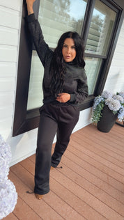Black Rhinestone Bling Studded Joggers