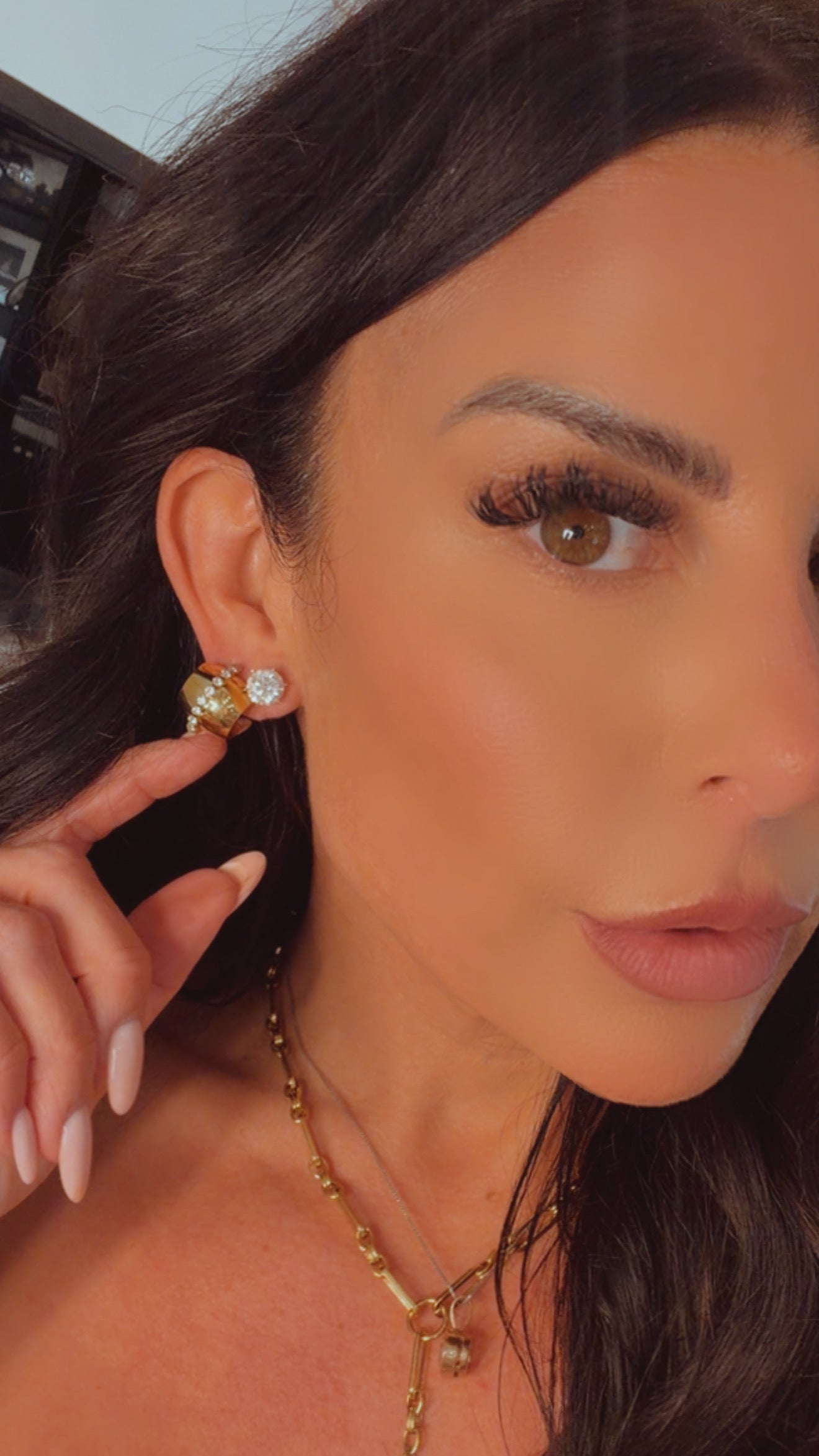 Chan Sutt Gold And Crystal Earrings
