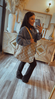 Brown and White Inspired Tote Bag