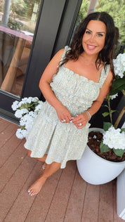 Green and Yellow Floral Luxe Romper  Stitch&Co