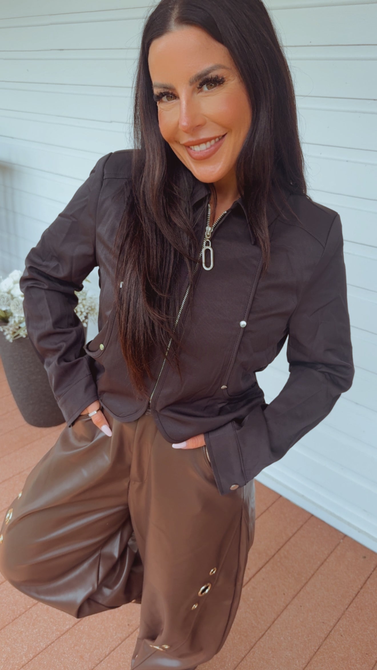 Luxe Black Zip Up Jacket