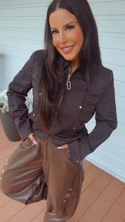 Luxe Black Zip Up Jacket