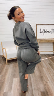 Soft Plush Grey Wide Leg Joggers