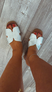 White and Dark Brown MIA Sandals