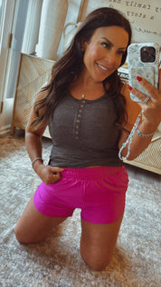 Hott purple Elastic Waist Shorts w/Pockets