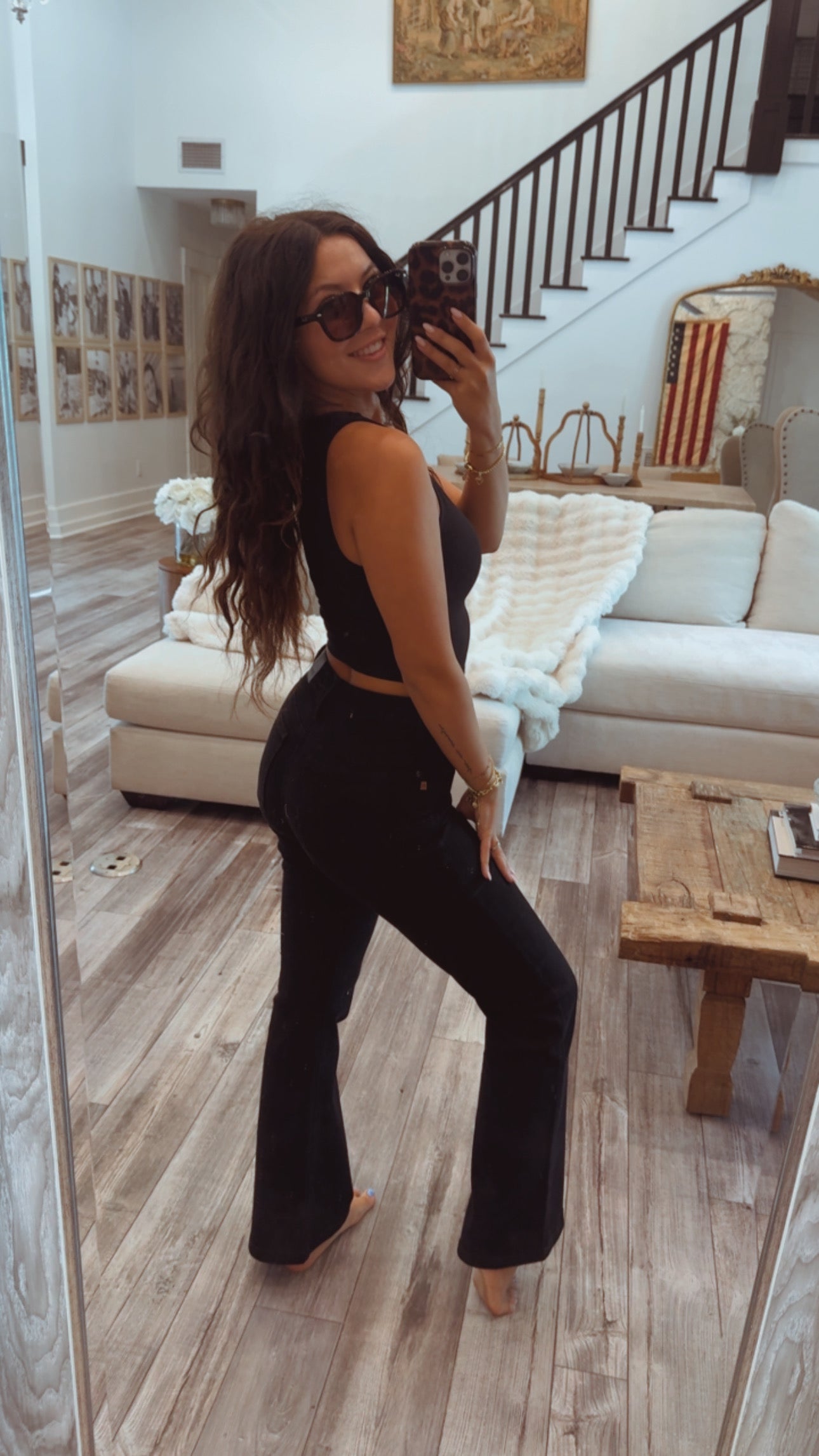 Black Vneck Everyday Cotton Crop Tank