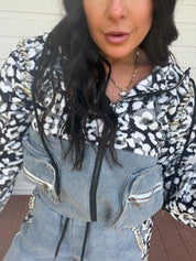 Denim And Cheetah Diva Sparkle Two Piece Set