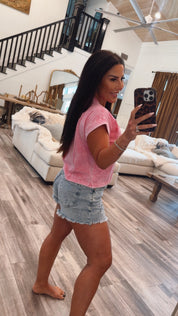 Pink Acid Wash Cropped Top