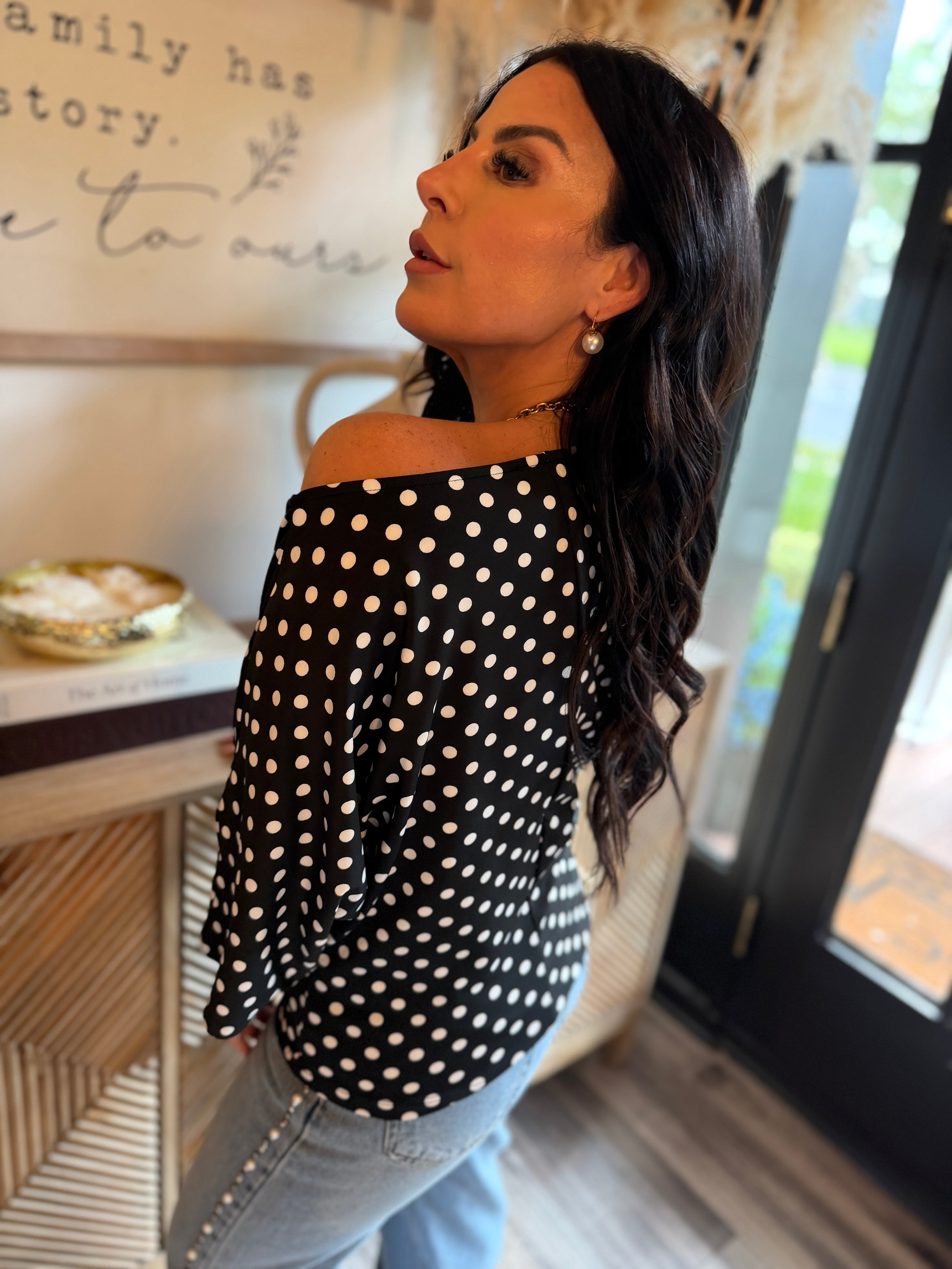 Chic Black and White Polka Dot Top