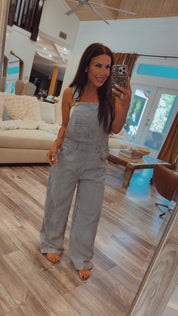 Chic Denim Striped Overalls