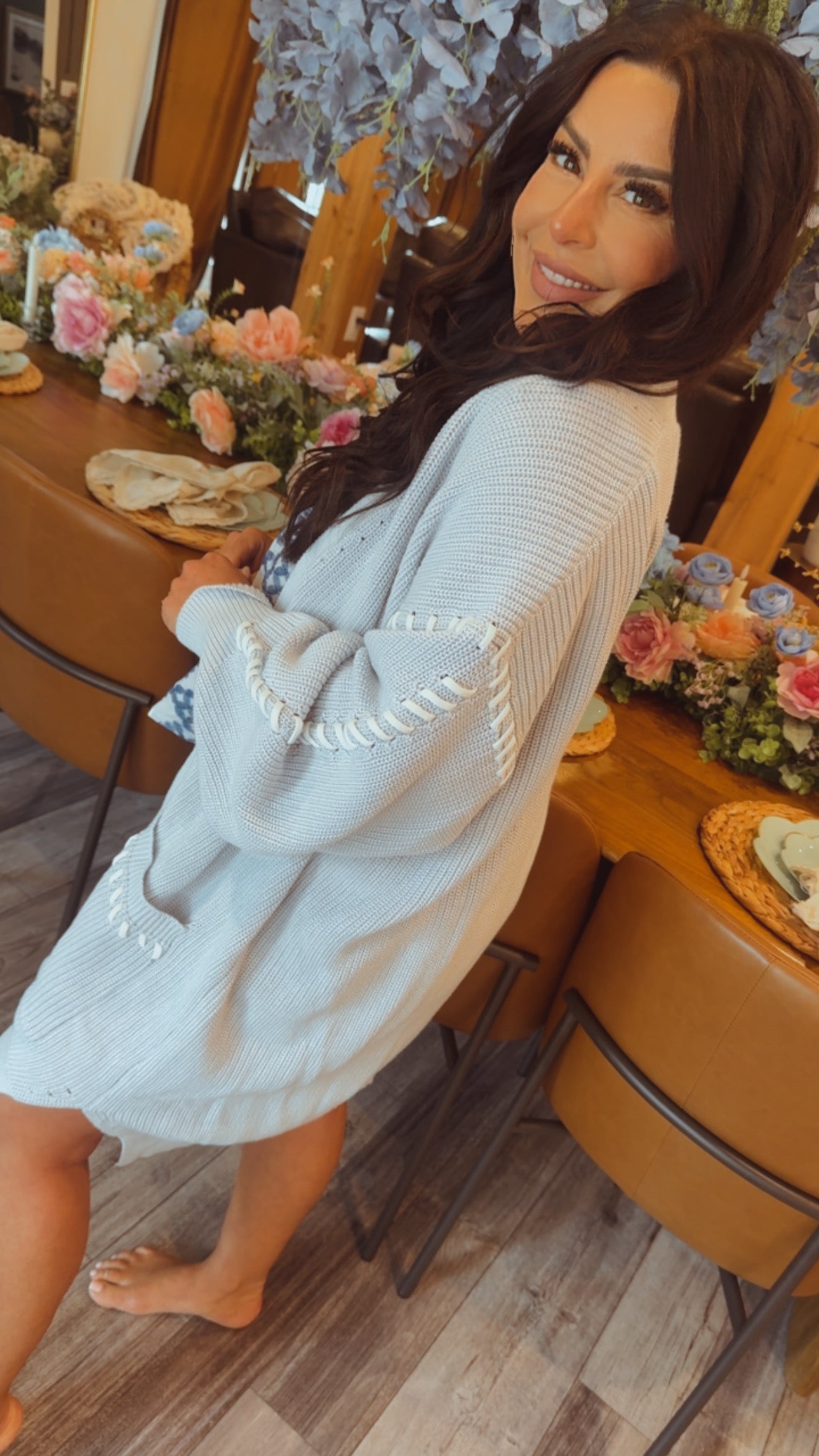 Chic Luxe Blue Knit Cardi