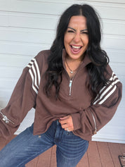 Ultra Soft Brown Quarter Zip Jacket