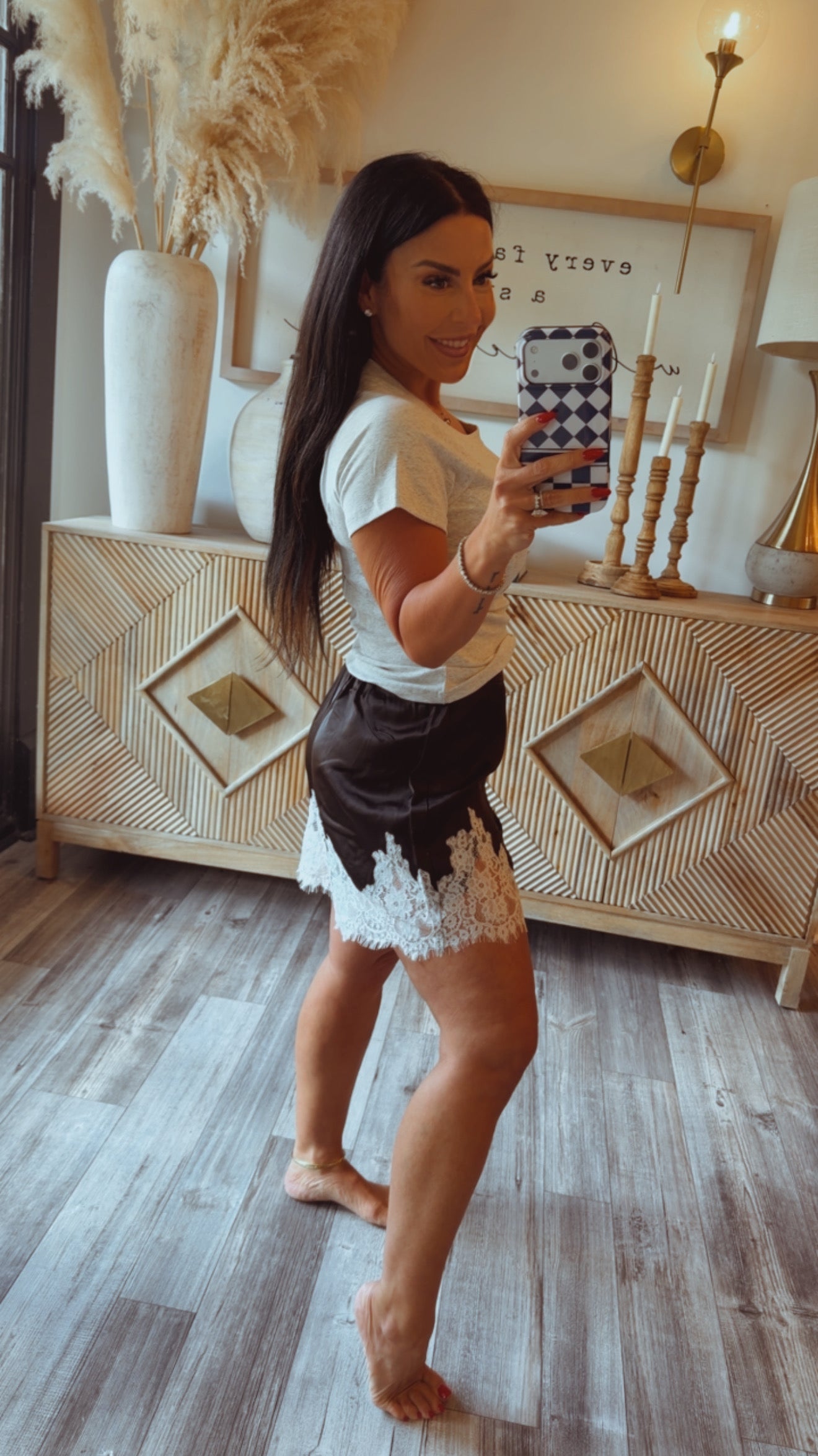Stitch and CO Chic Black and White Lace Shorts