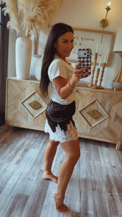 Stitch and CO Chic Black and White Lace Shorts