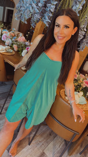 Mint Green Tank Romper With Pockets