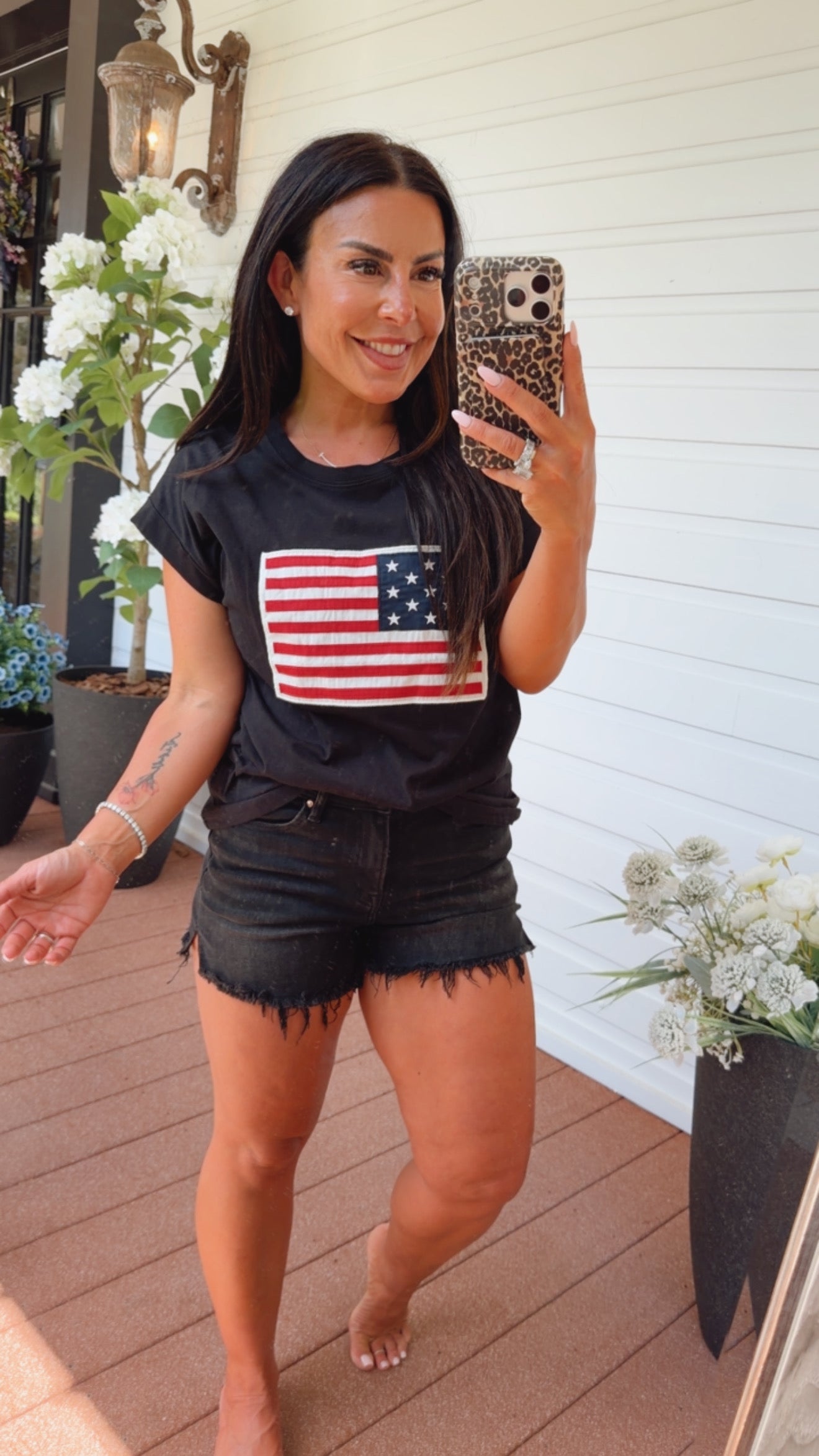 Soft Black American Flag Top