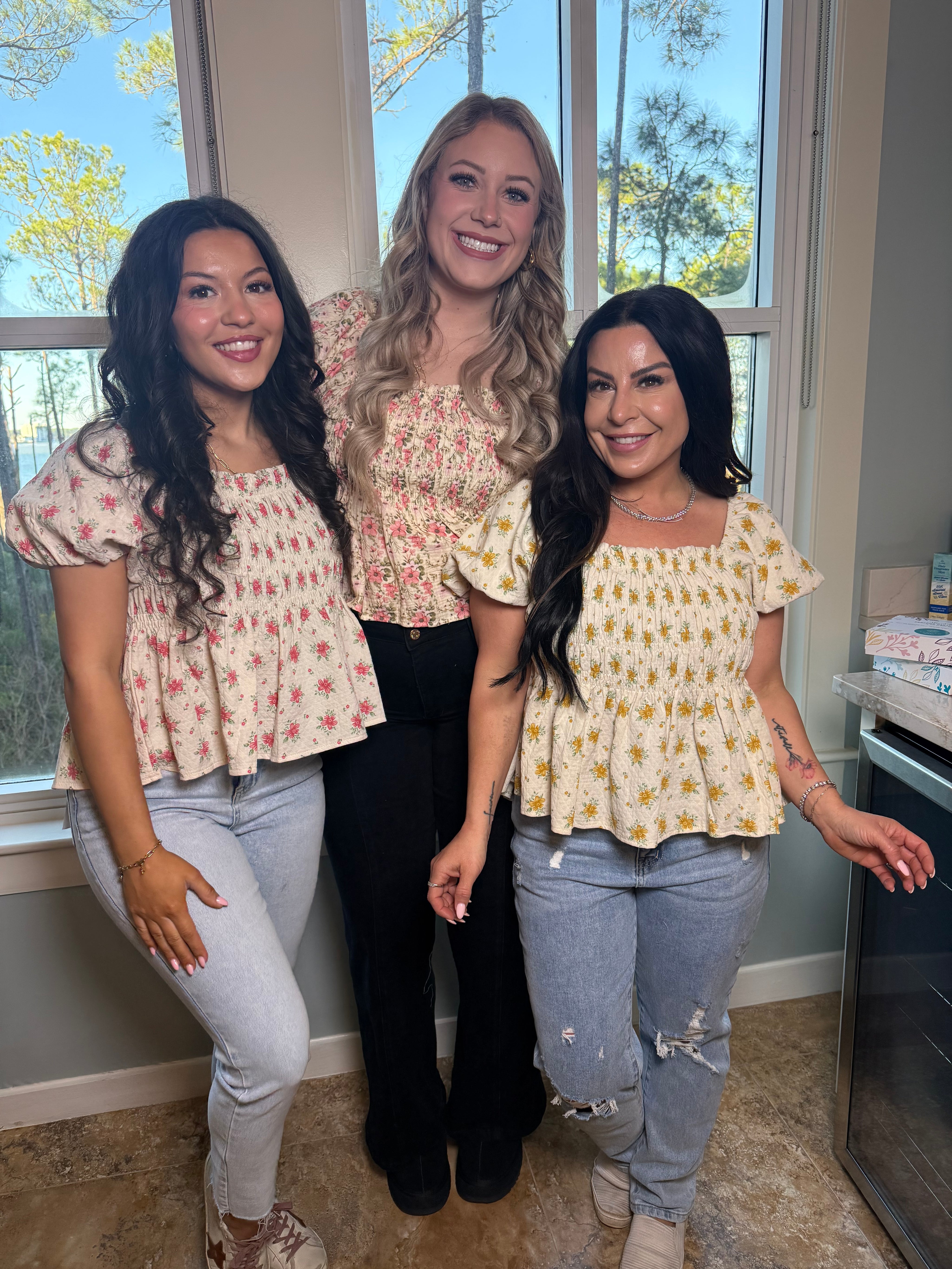 POL Floral Smocked Bust Blouse