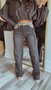 Dark Wash and Cheetah Jeans