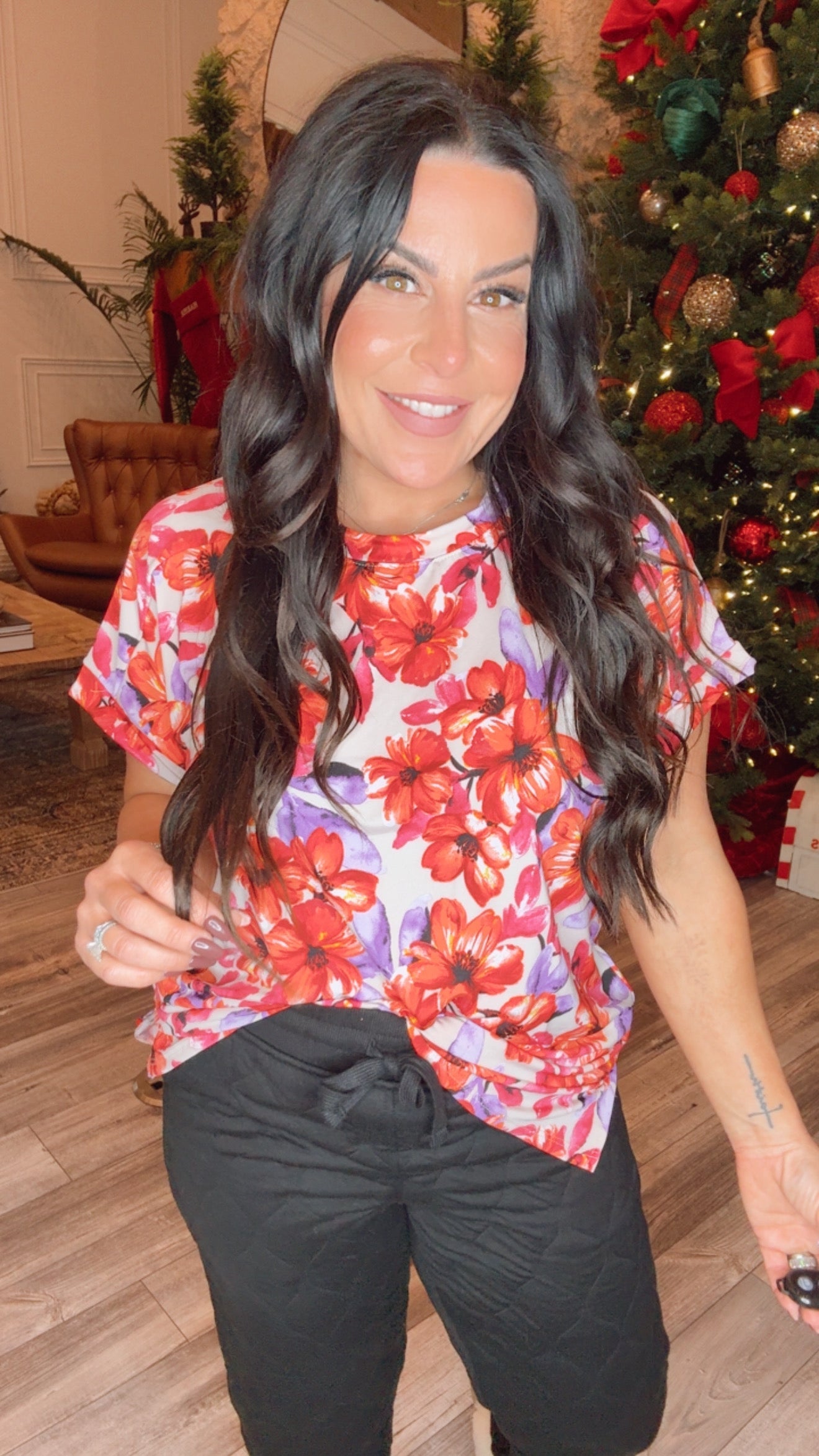 Pink Orange and Purple Soft Flower Top