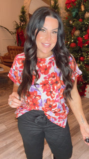 Pink Orange and Purple Soft Flower Top