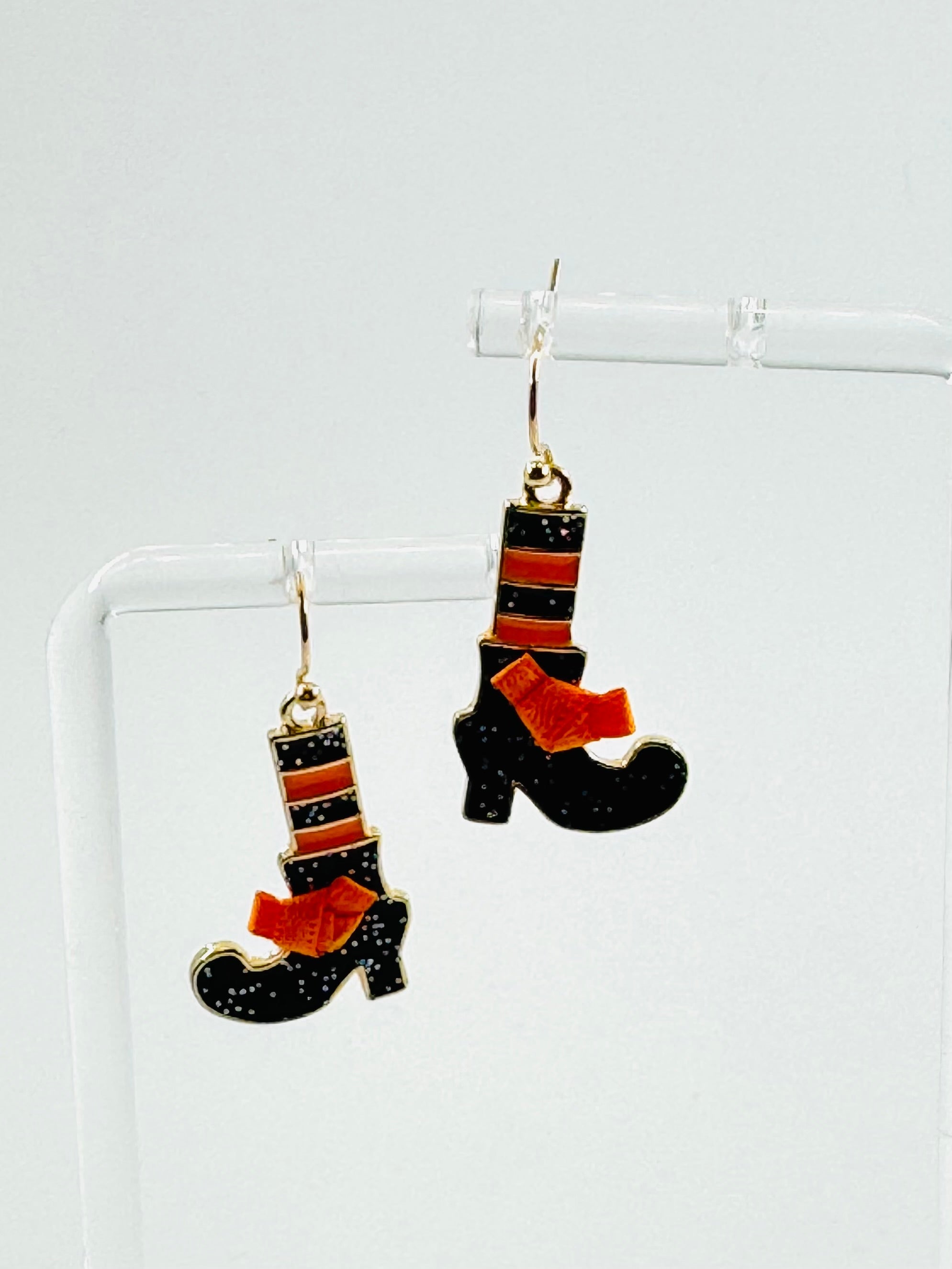 Orange and Black Witch leg Earrings
