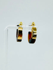 Gold and Tortoise Hoop Earrings