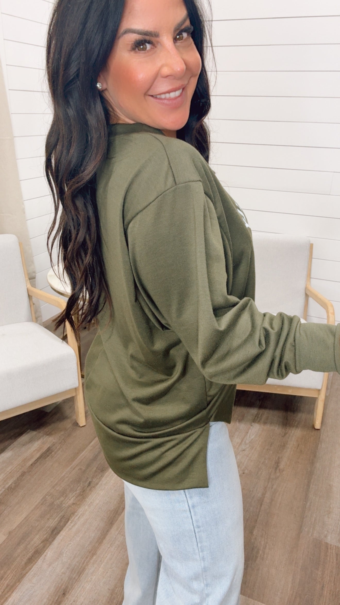 Olive Graphic Crewneck Apparently I Have and Attitude Problem