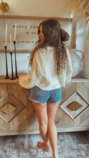 Cream Knit Floral Patchwork POL Top