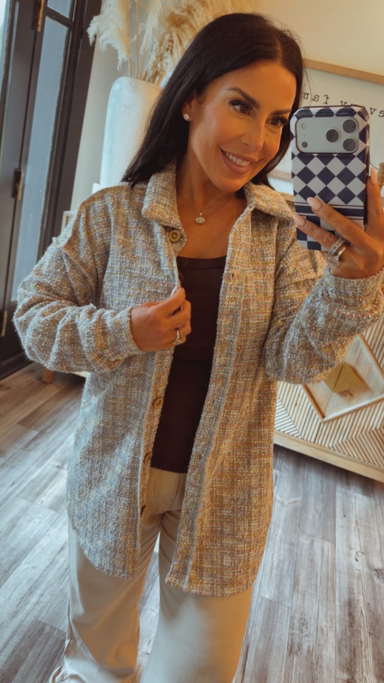 Sparkle Multicolor Button Up Lightweight Shacket