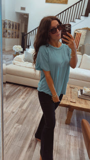 Ultra Soft Ribbed Seafoam Oversized Top