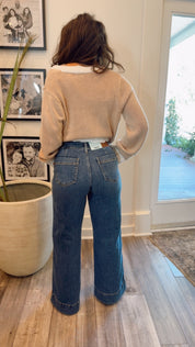 Petite Judy Blue Mid Rise Retro Wide Trouser