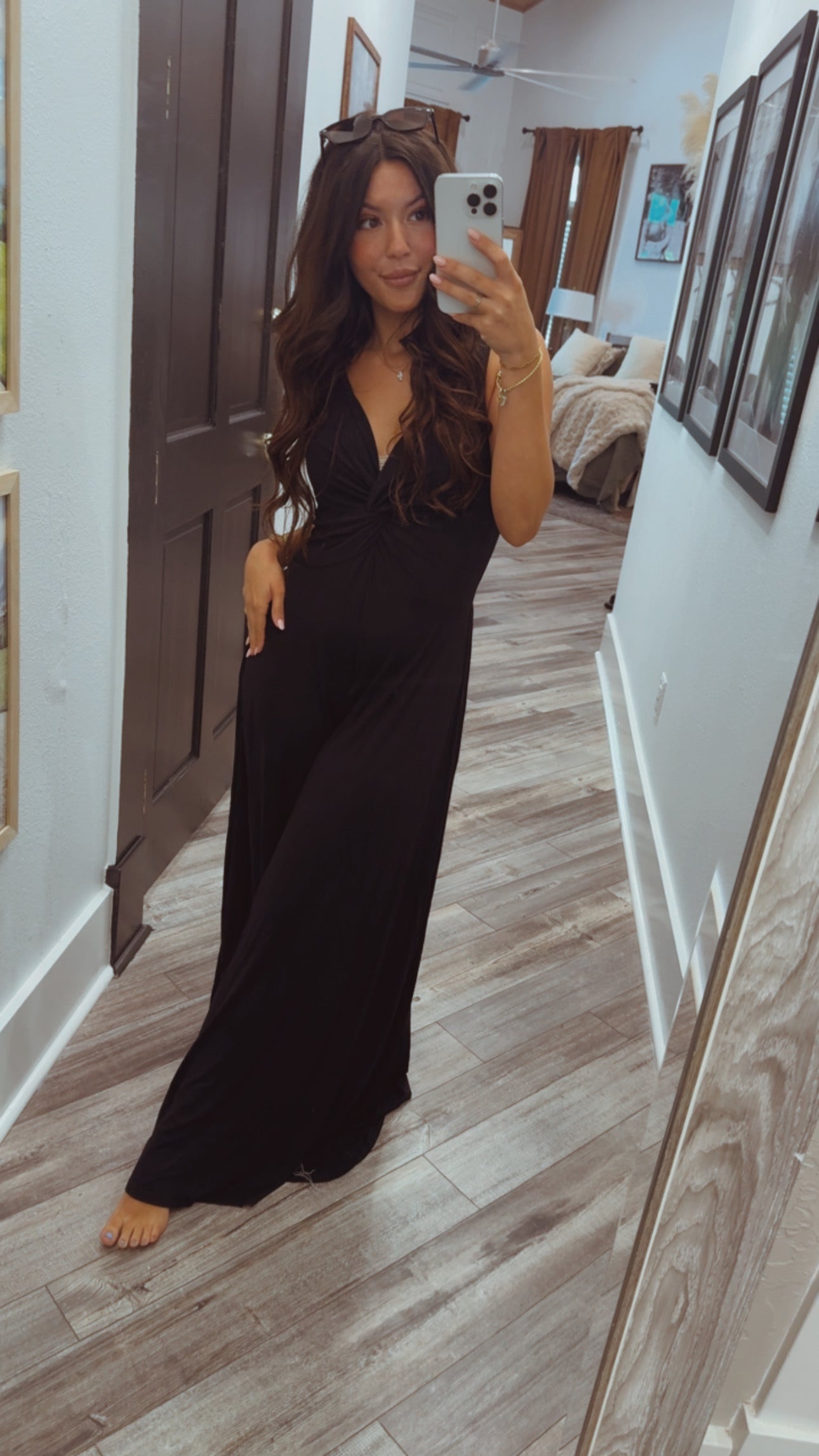 Black Twist Front Tank Jumpsuit
